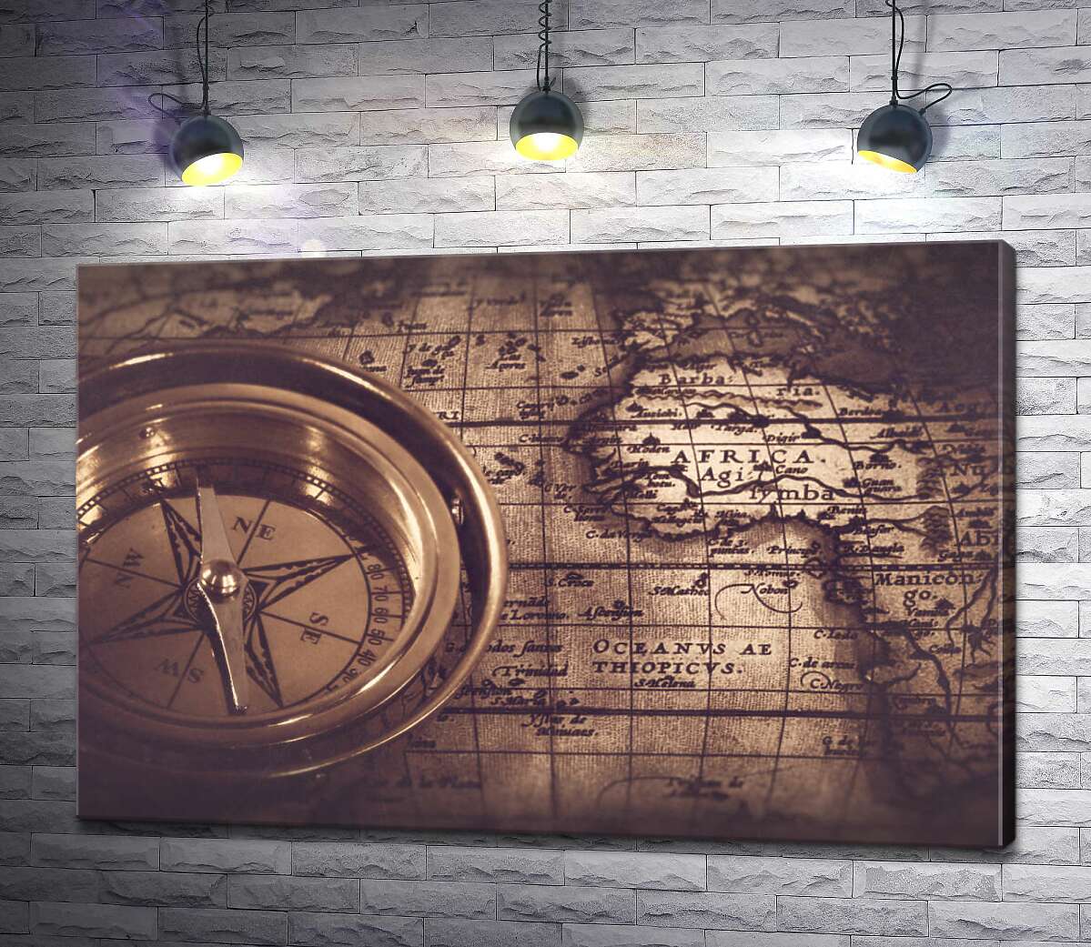 картина Поиск верного пути с компасом и картой