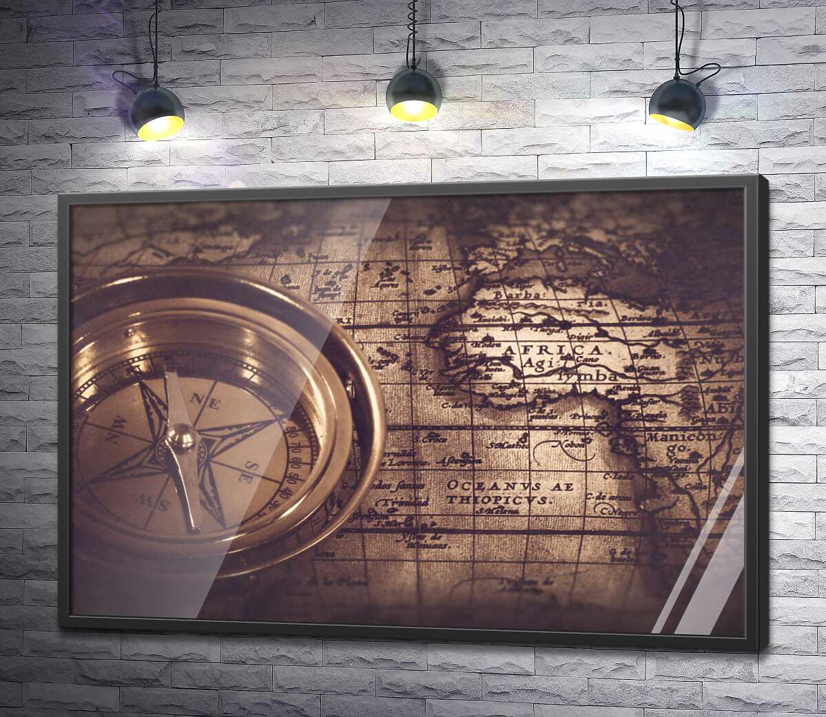 постер Пошук правильного шляху з компасом і картою