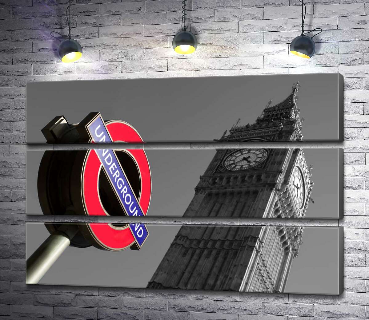 модульна картина Значок входу у метро біля стрункої вежі Біг Бена (Big Ben) (Модуль №15)