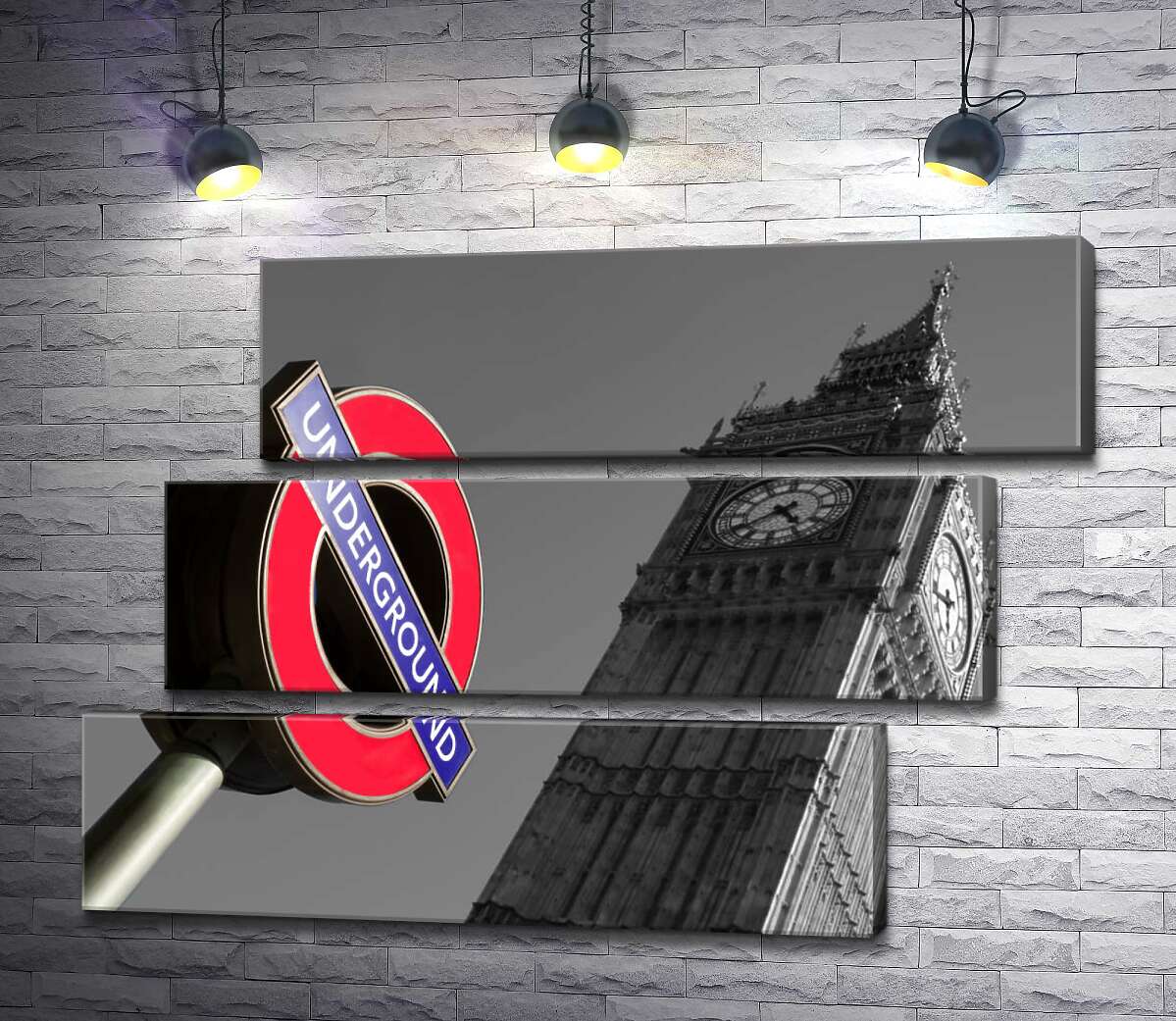 модульна картина Значок входу у метро біля стрункої вежі Біг Бена (Big Ben) (Модуль №17)