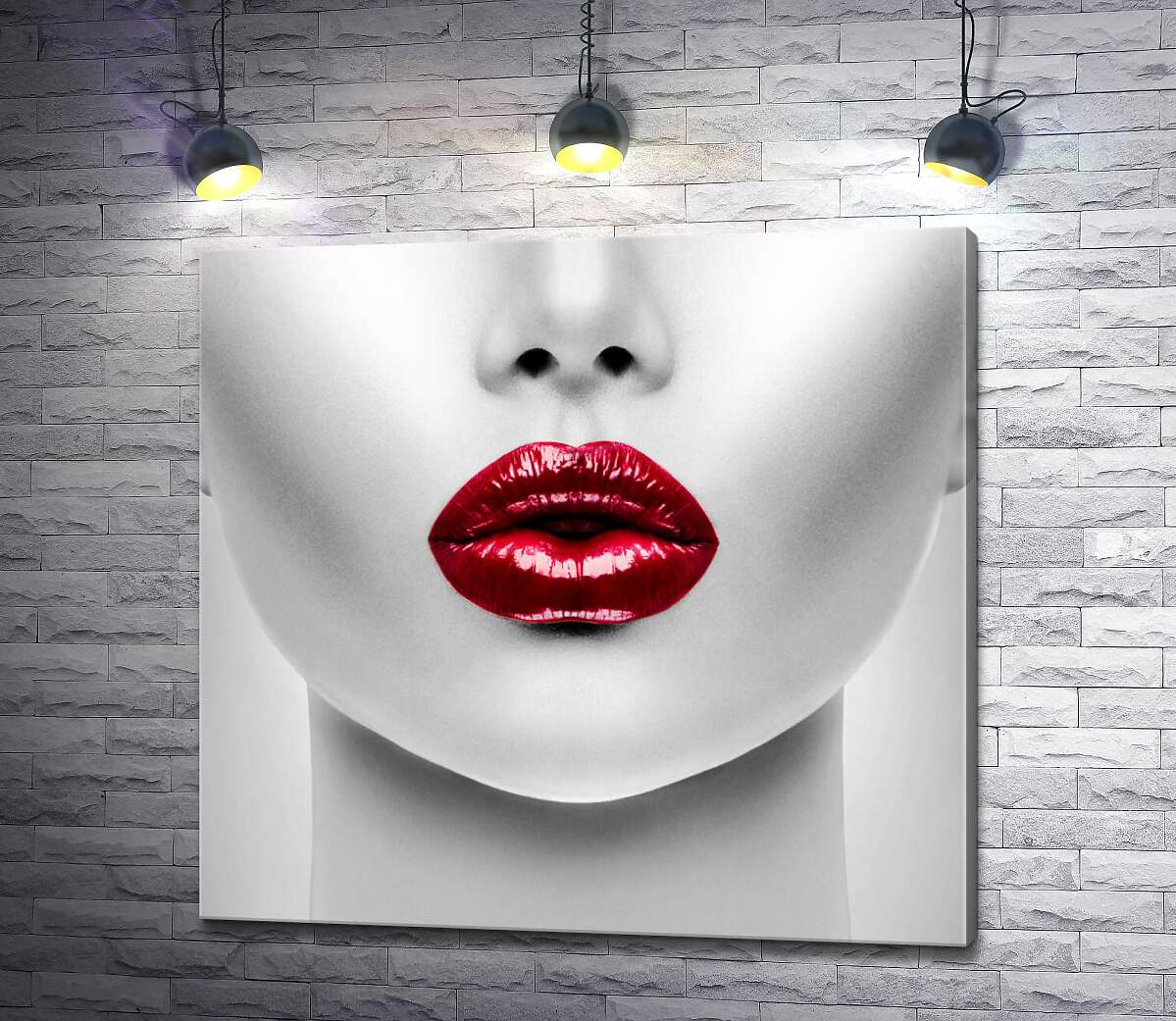 картина Красный блеск губ на фарфорово-белом лице