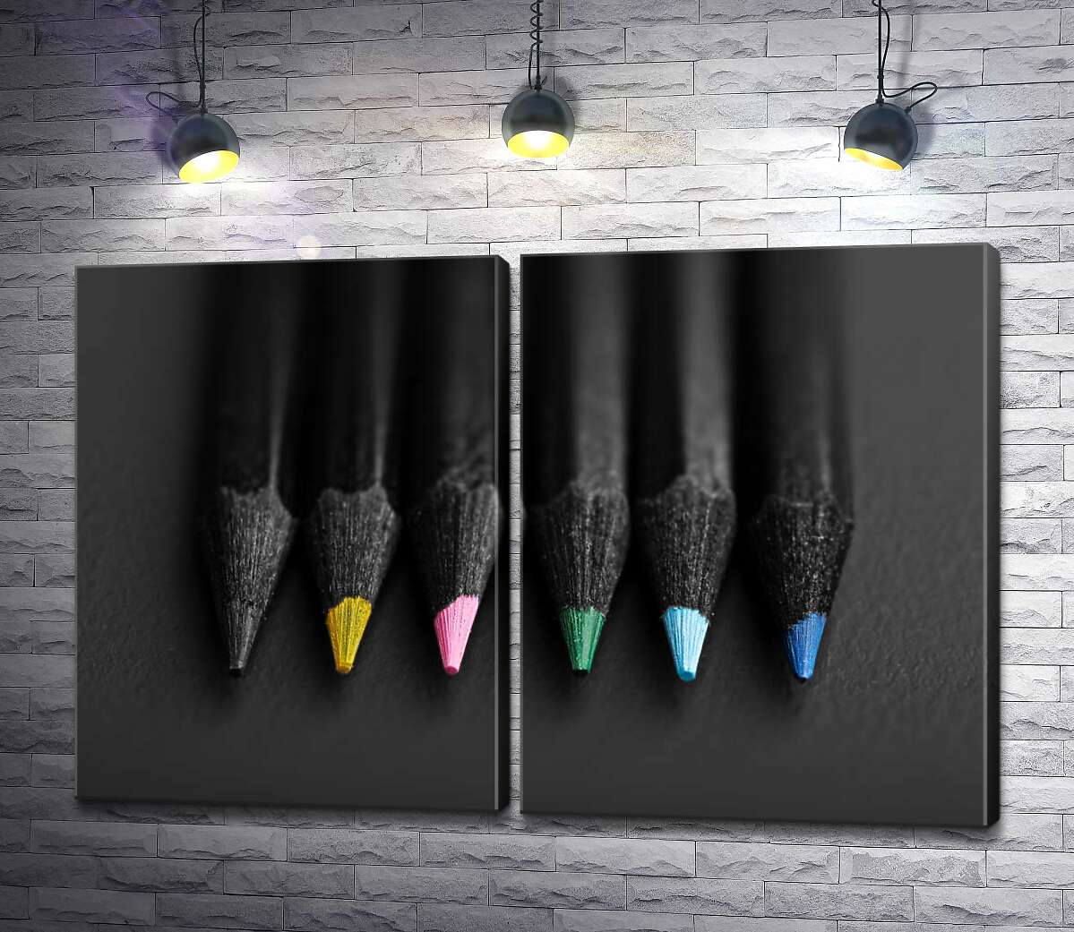 модульна картина Вишукана строгість чорної оболонки кольорових олівців