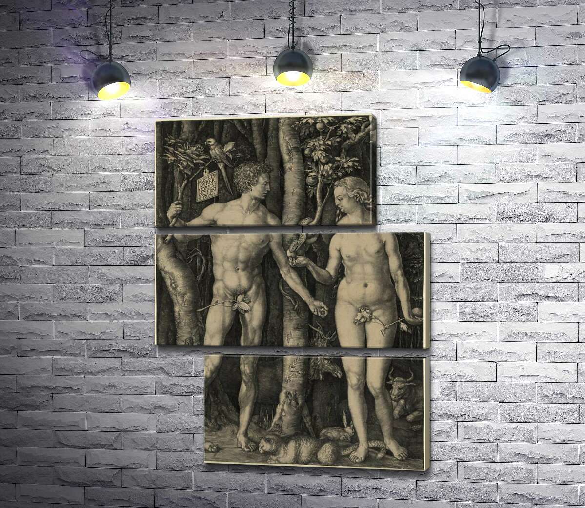 модульна картина Адам і Єва (Adam and Eve) (Модуль №16) - Альбрехт Дюрер (Albrecht Durer)