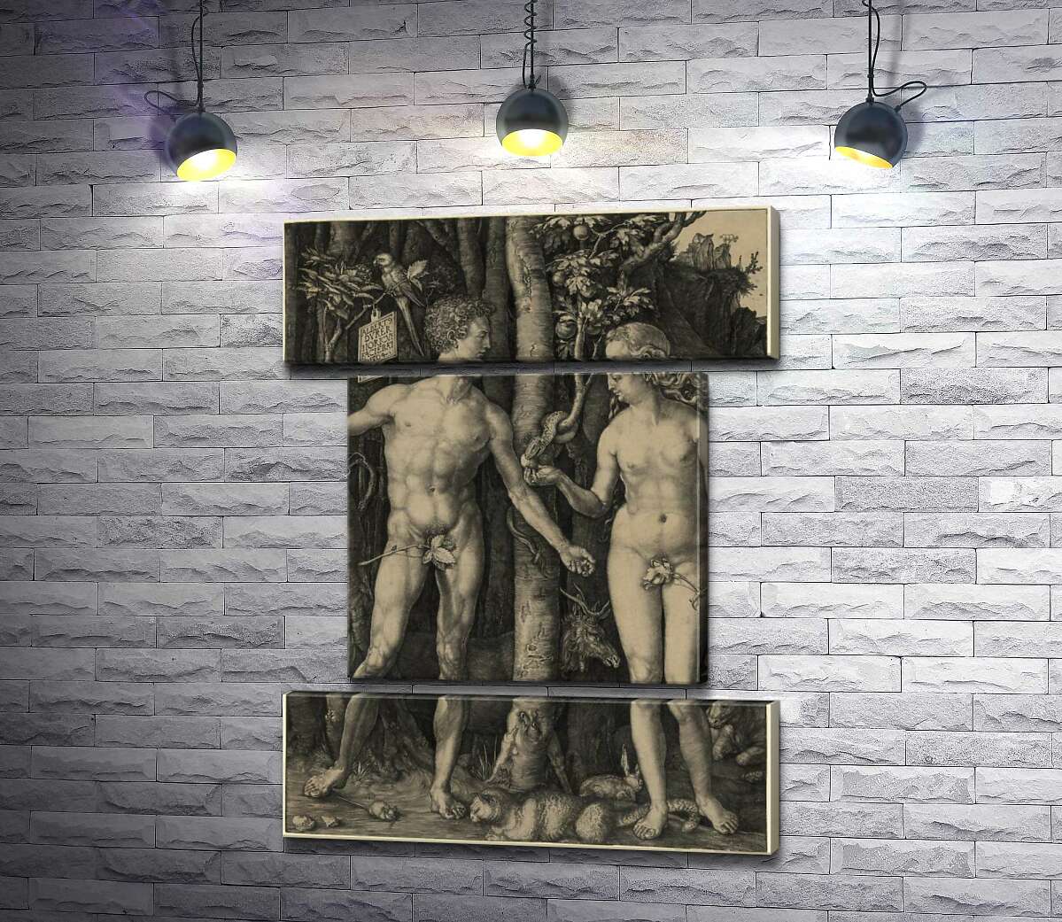 модульна картина Адам і Єва (Adam and Eve) (Модуль №18) - Альбрехт Дюрер (Albrecht Durer)