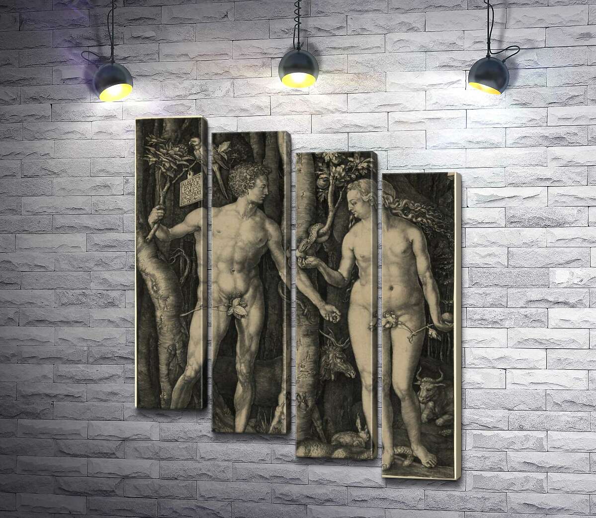 модульная картина Адам и Ева (Adam and Eve) (Модуль №19) – Альбрехт Дюрер (Albrecht Durer)