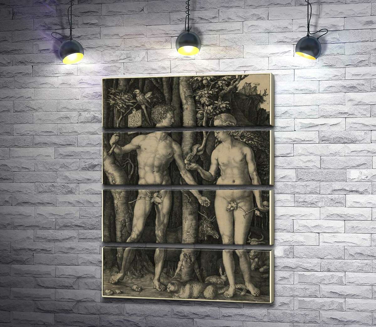 модульна картина Адам і Єва (Adam and Eve) (Модуль №22) - Альбрехт Дюрер (Albrecht Durer)