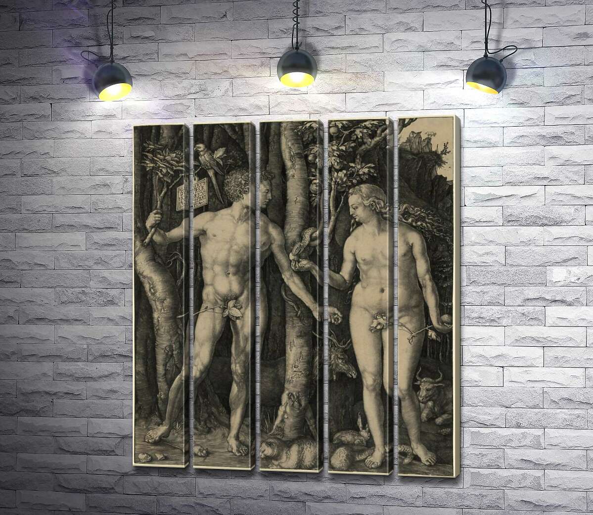 модульная картина Адам и Ева (Adam and Eve) (Модуль №26) – Альбрехт Дюрер (Albrecht Durer)