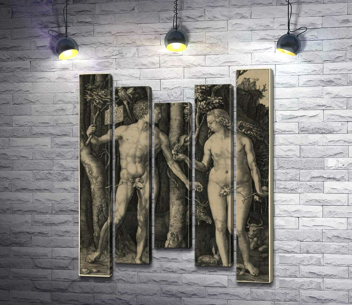 модульная картина Адам и Ева (Adam and Eve) (Модуль №27) – Альбрехт Дюрер (Albrecht Durer)