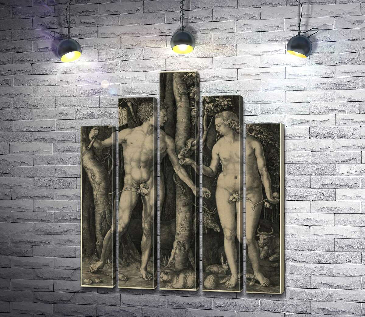 модульная картина Адам и Ева (Adam and Eve) (Модуль №29) – Альбрехт Дюрер (Albrecht Durer)