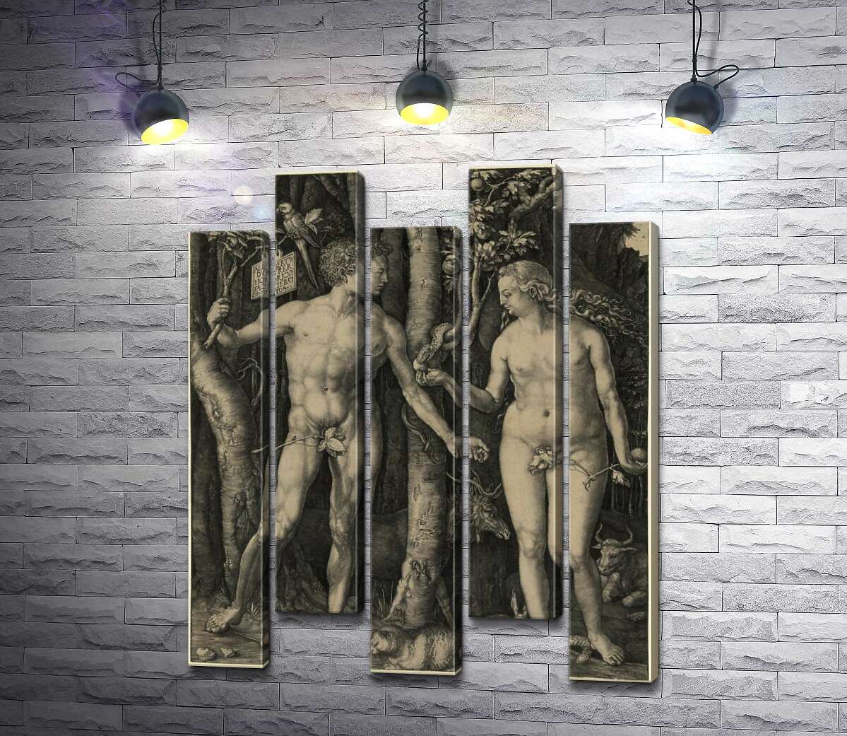 модульная картина Адам и Ева (Adam and Eve) (Модуль №30) – Альбрехт Дюрер (Albrecht Durer)
