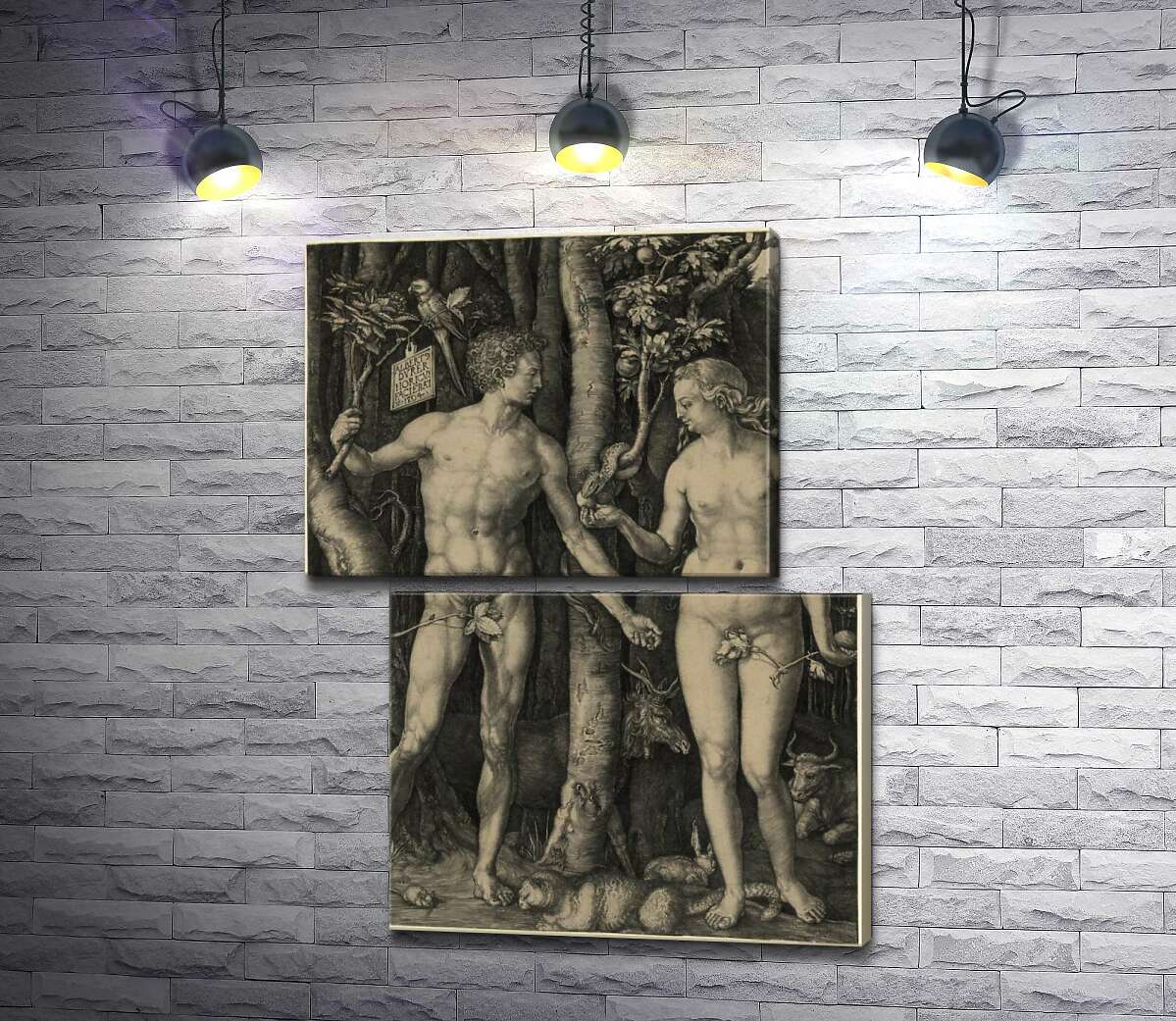модульна картина Адам і Єва (Adam and Eve) (Модуль №8) - Альбрехт Дюрер (Albrecht Durer)