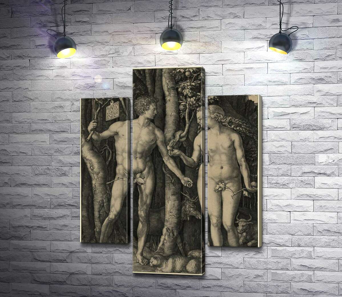 модульна картина Адам і Єва (Adam and Eve) (Модуль №10) - Альбрехт Дюрер (Albrecht Durer)