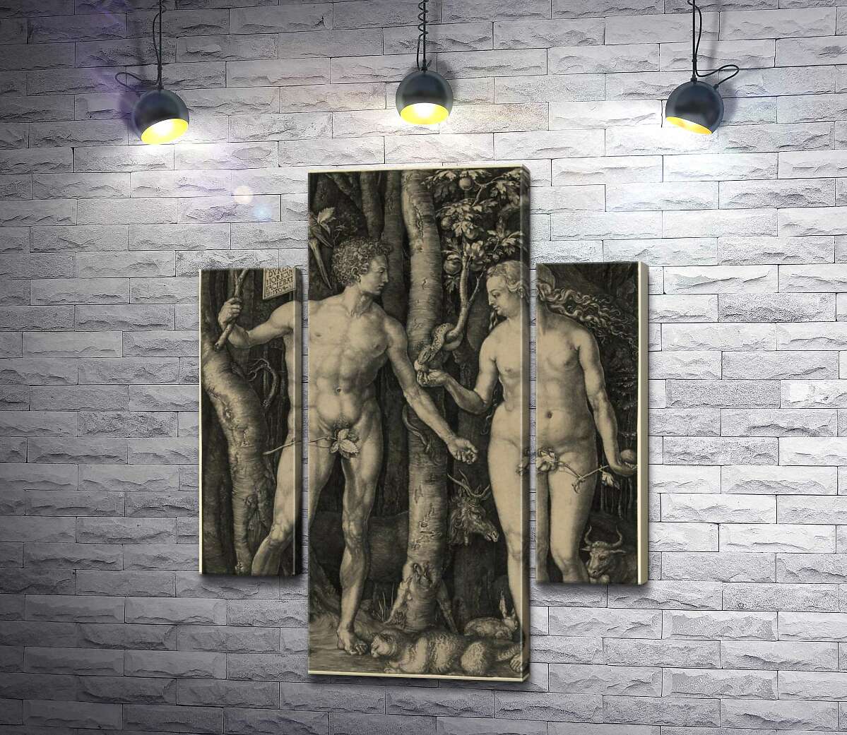 модульная картина Адам и Ева (Adam and Eve) (Модуль №5) – Альбрехт Дюрер (Albrecht Durer)