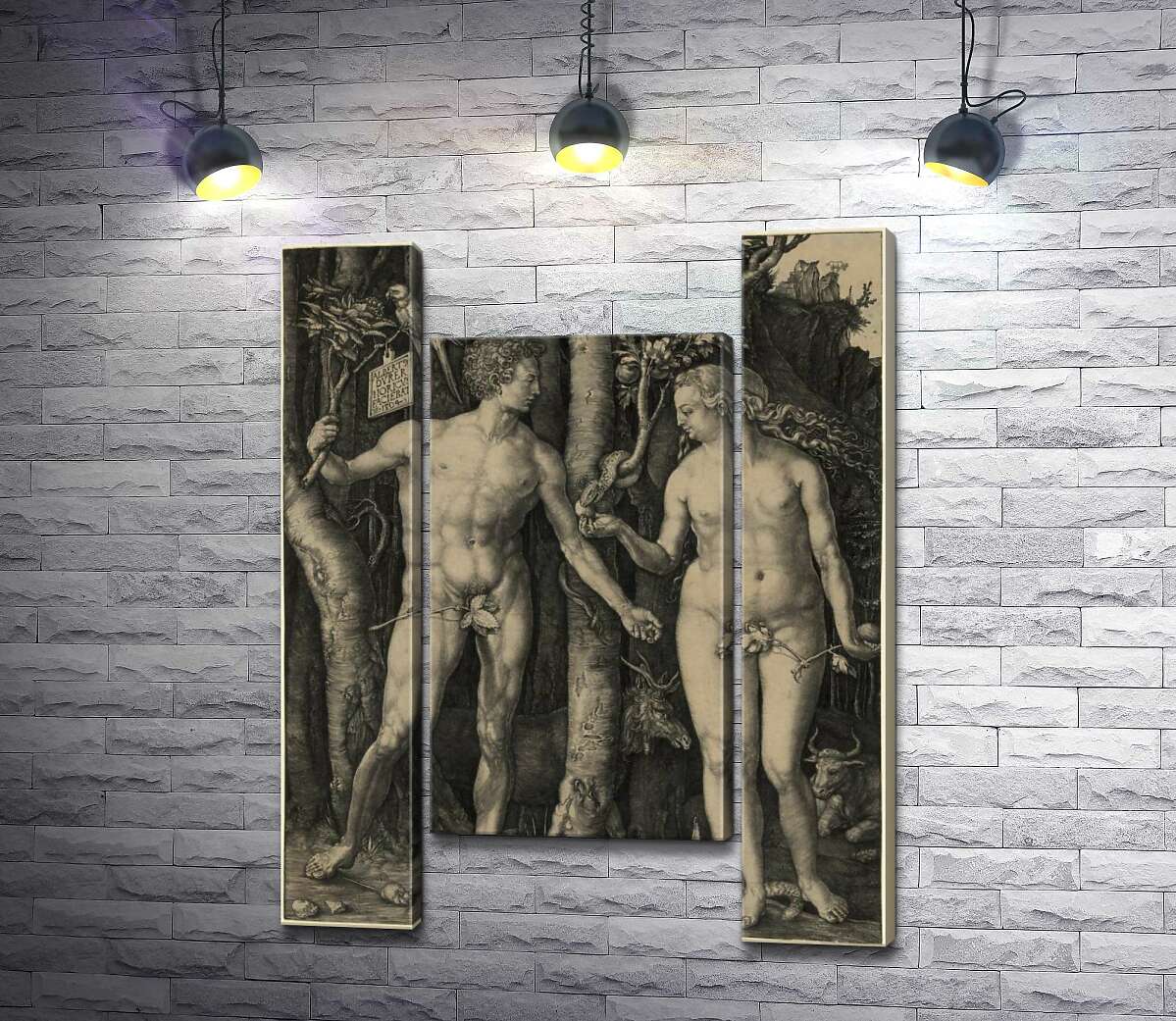 модульна картина Адам і Єва (Adam and Eve) (Модуль №11) - Альбрехт Дюрер (Albrecht Durer)