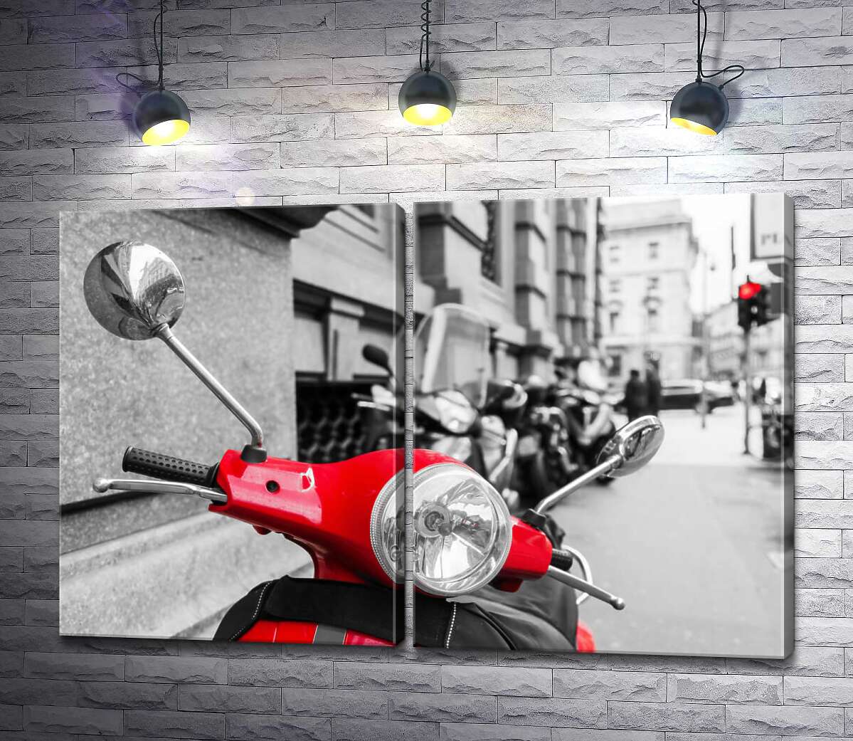 модульна картина Яскраве кермо червоного скутера