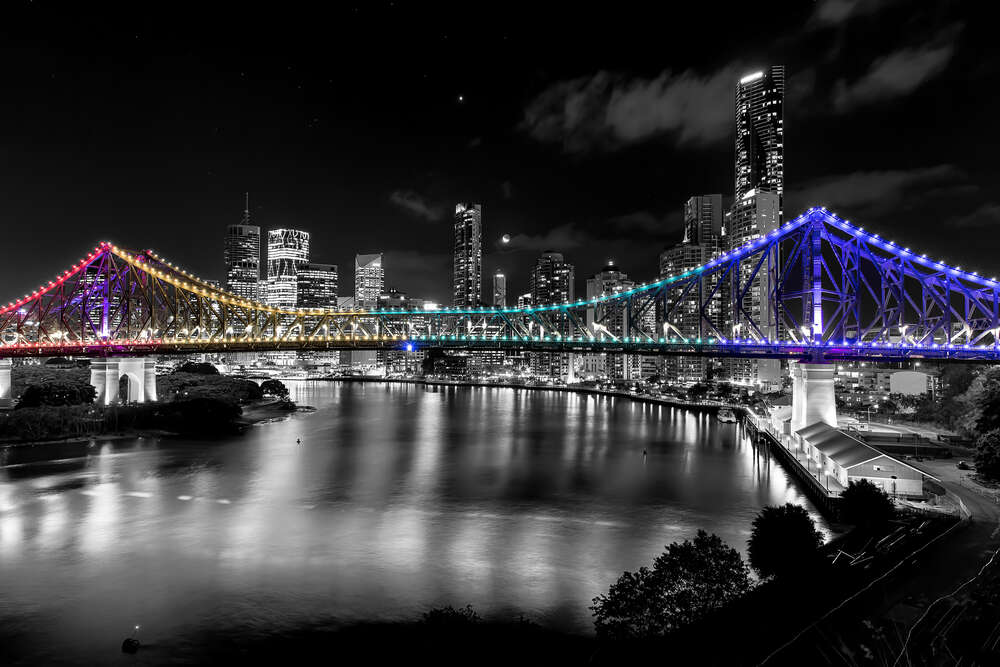 картина-постер Радужные огни горят на австралийском мосту