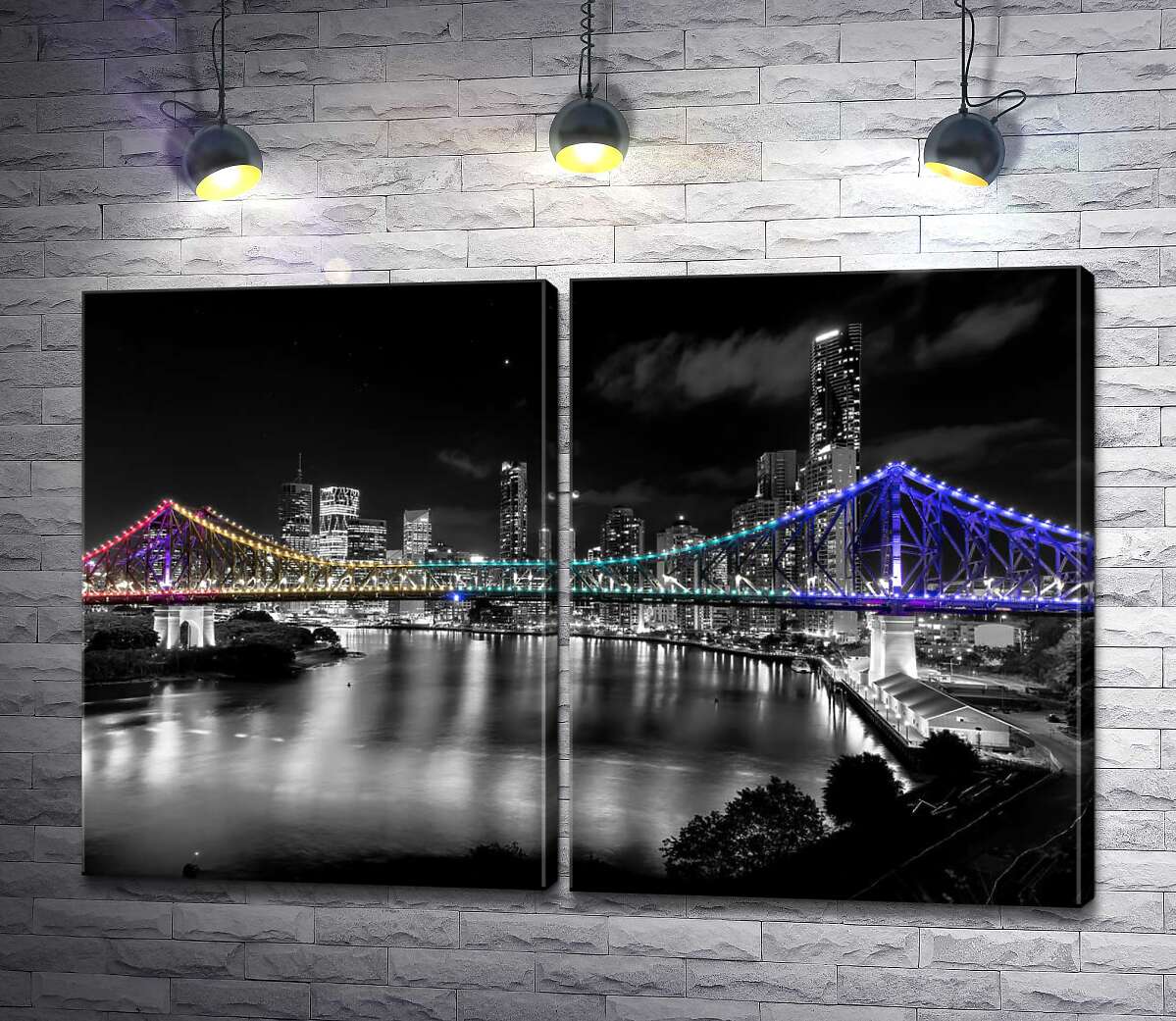 модульная картина Радужные огни горят на австралийском мосту