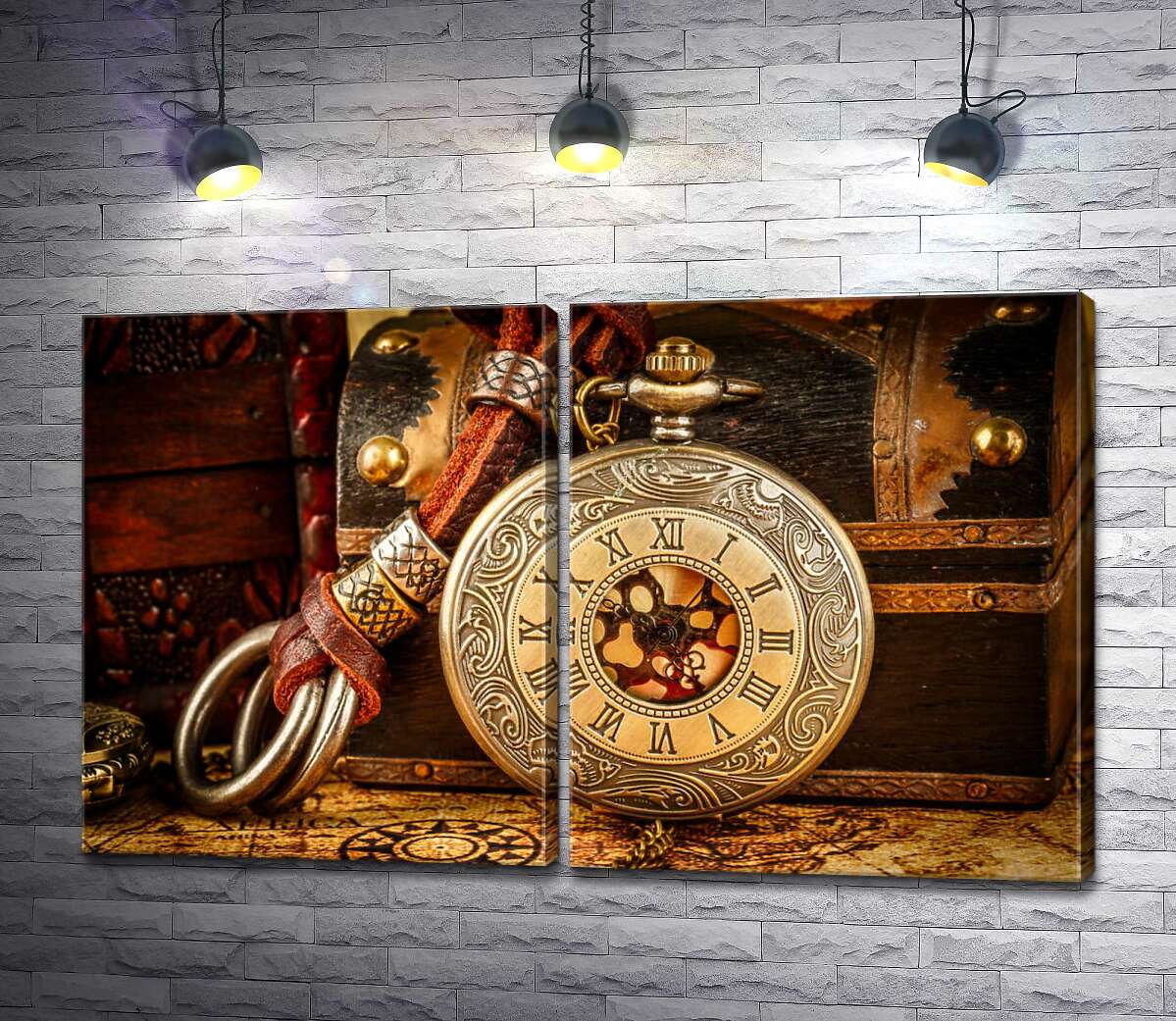 модульна картина Ажурні візерунки на кишеньковому годиннику мореплавця