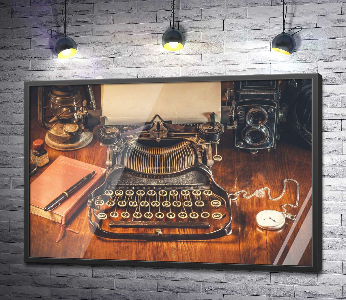постер Вінтажний стіл письменника з друкарською машинкою