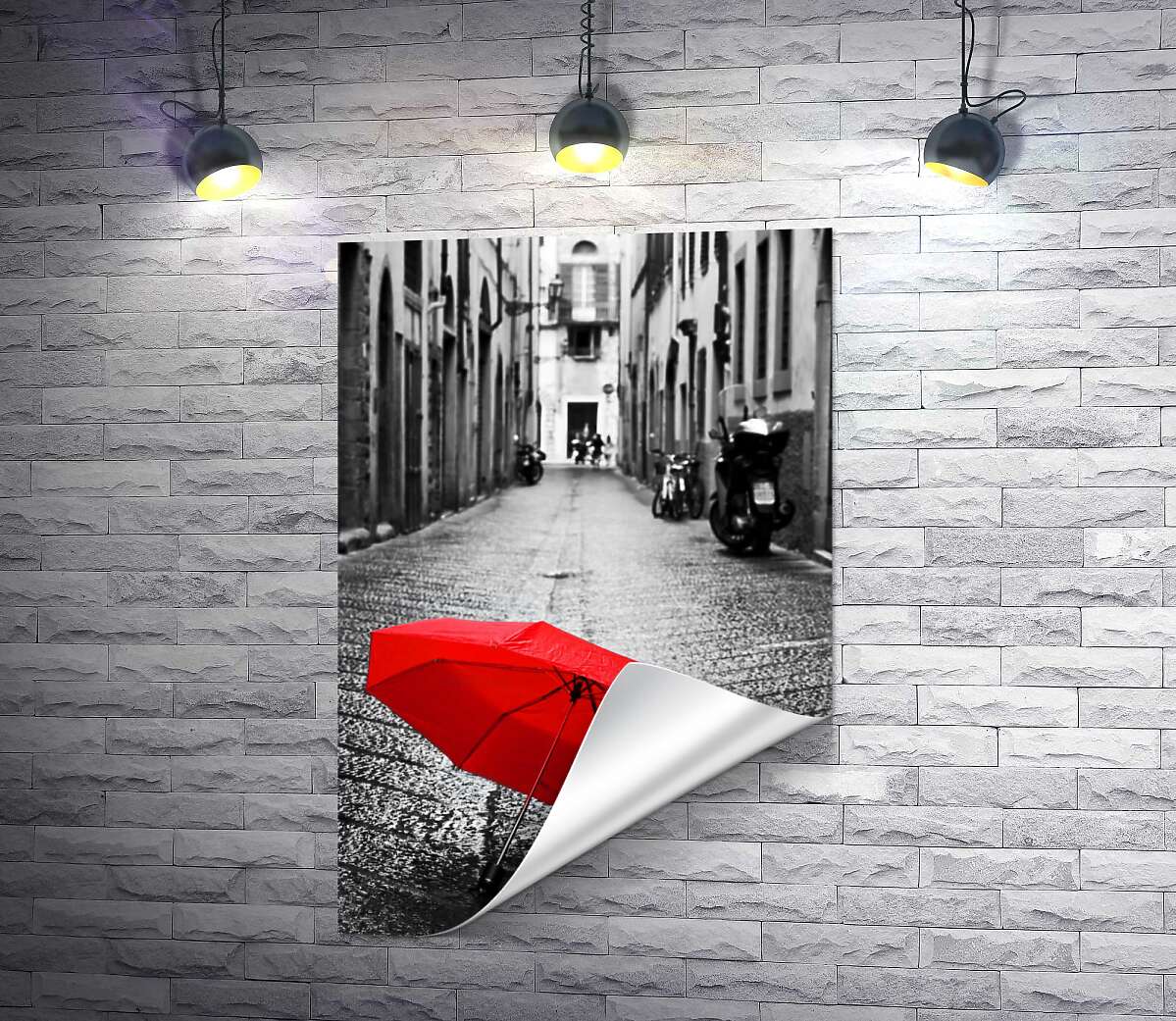 друк Яскрава парасолька серед похмурої вулиці