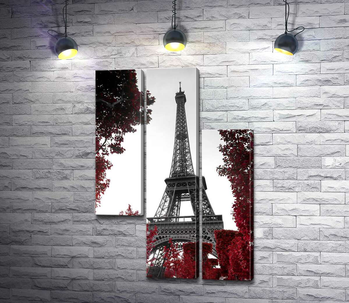модульна картина Полум'я осіннього листя навколо  Ейфелевої вежі (Eiffel tower) (Модуль №13)
