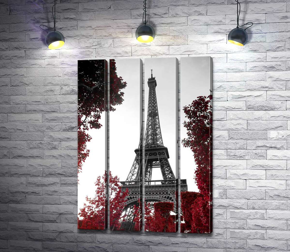 модульна картина Полум'я осіннього листя навколо  Ейфелевої вежі (Eiffel tower) (Модуль №24)