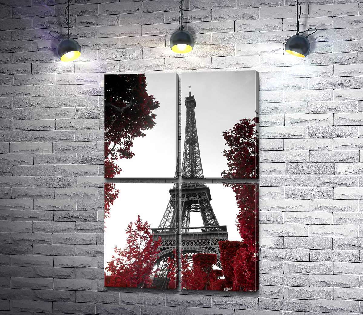 модульна картина Полум'я осіннього листя навколо  Ейфелевої вежі (Eiffel tower) (Модуль №25)