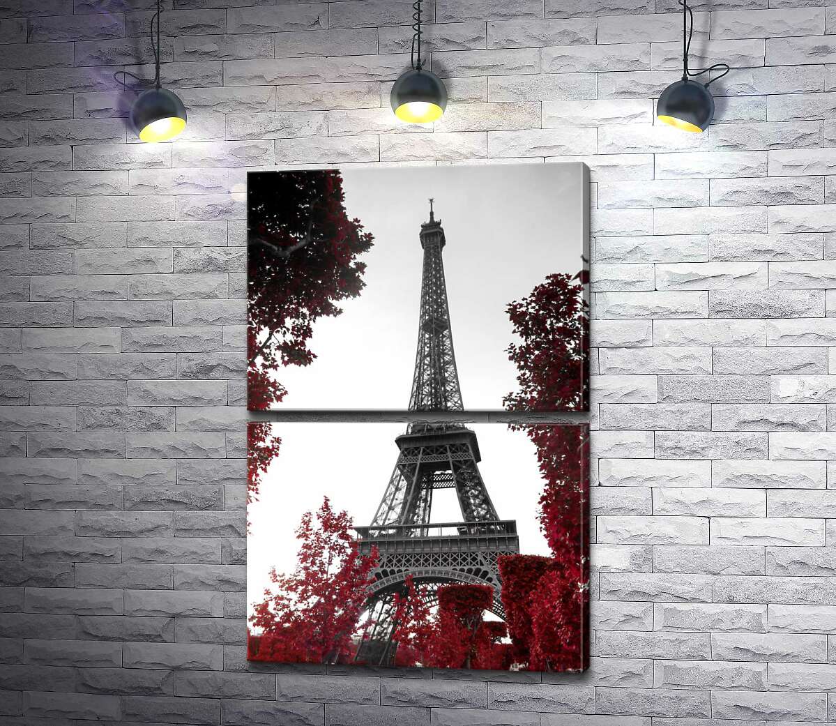 модульна картина Полум'я осіннього листя навколо  Ейфелевої вежі (Eiffel tower) (Модуль №7)