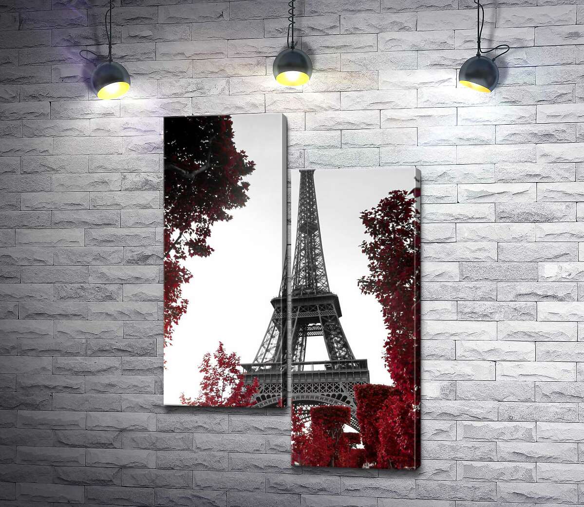 модульная картина Пламя осенних листьев вокруг Эйфелевой башни (Eiffel tower) (Модуль №9)