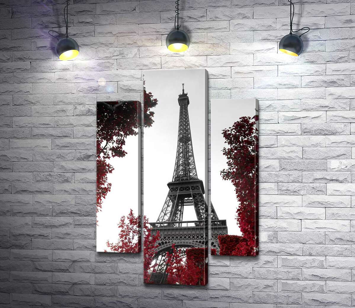 модульна картина Полум'я осіннього листя навколо  Ейфелевої вежі (Eiffel tower) (Модуль №10)
