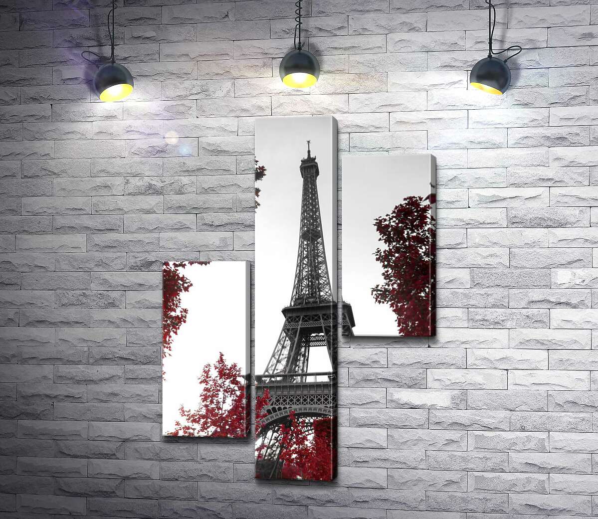 модульная картина Пламя осенних листьев вокруг Эйфелевой башни (Eiffel tower) (Модуль №12)