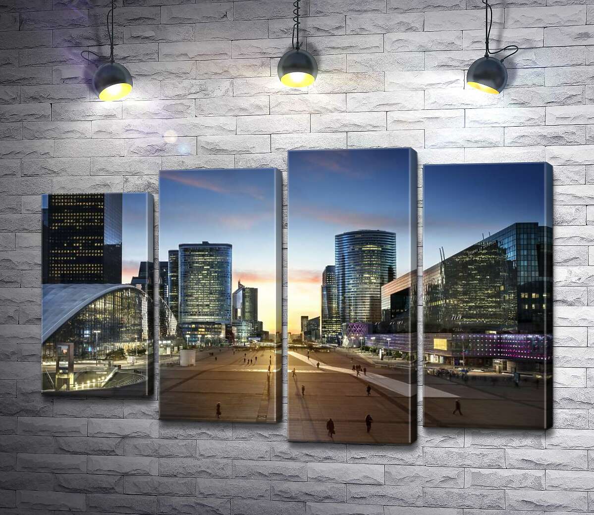 модульная картина Вечер на площади Дефанс (La Defense) (Модуль №3)