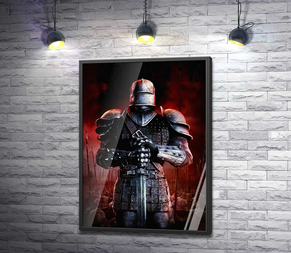 постер Могучий рыцарь на кроваво-красном фоне