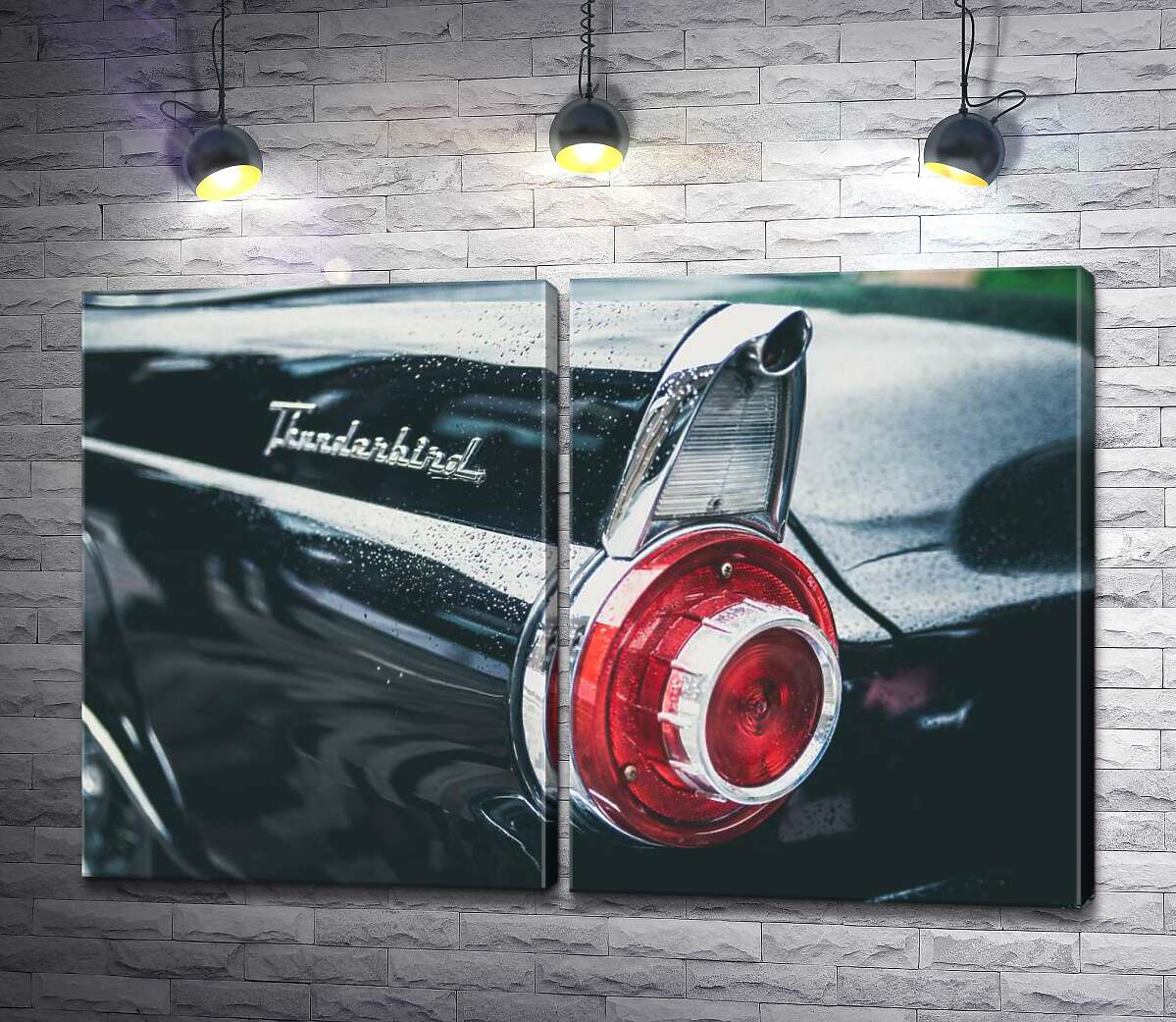 модульная картина Задняя фара люксового автомобиля Ford Thunderbird