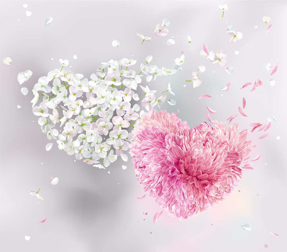 картина-постер Квітучі серця розвіваються подувом вітру