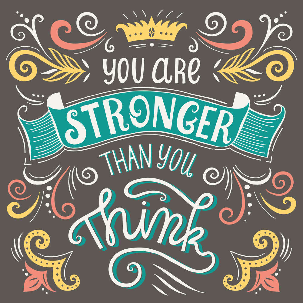 картина-постер Фраза "you are stronger than you think" с цветочными узорами