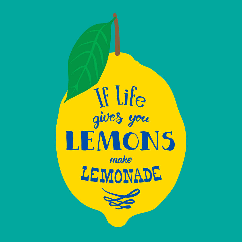 картина-постер Мотивация на ярком изображении лимона "if life gives you lemons make lemonade"