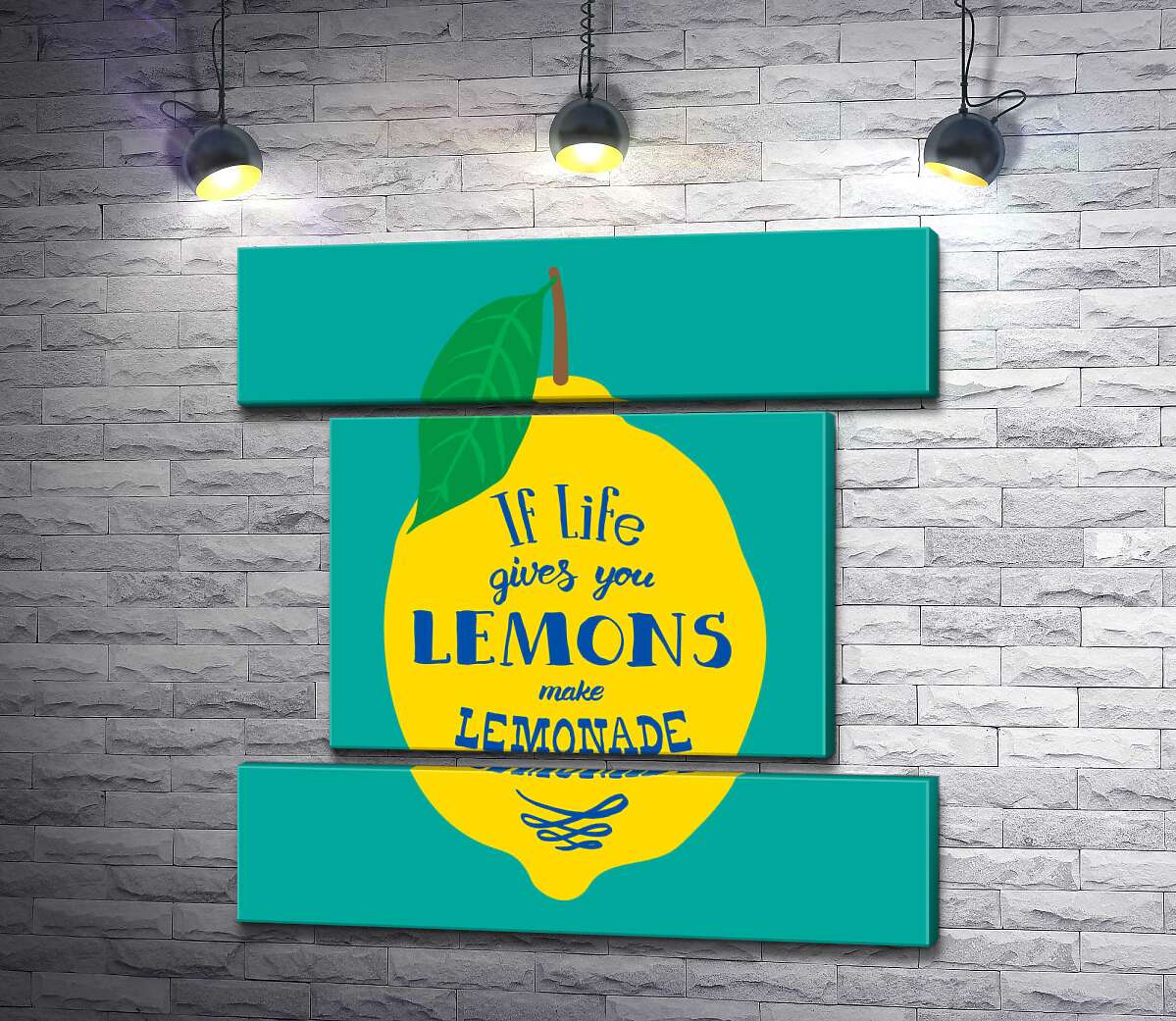модульная картина Мотивация на ярком изображении лимона "if life gives you lemons make lemonade" (Модуль №18)