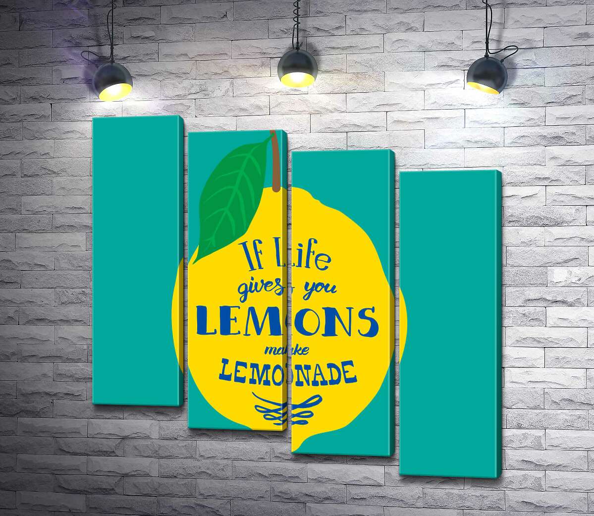 модульная картина Мотивация на ярком изображении лимона "if life gives you lemons make lemonade" (Модуль №19)