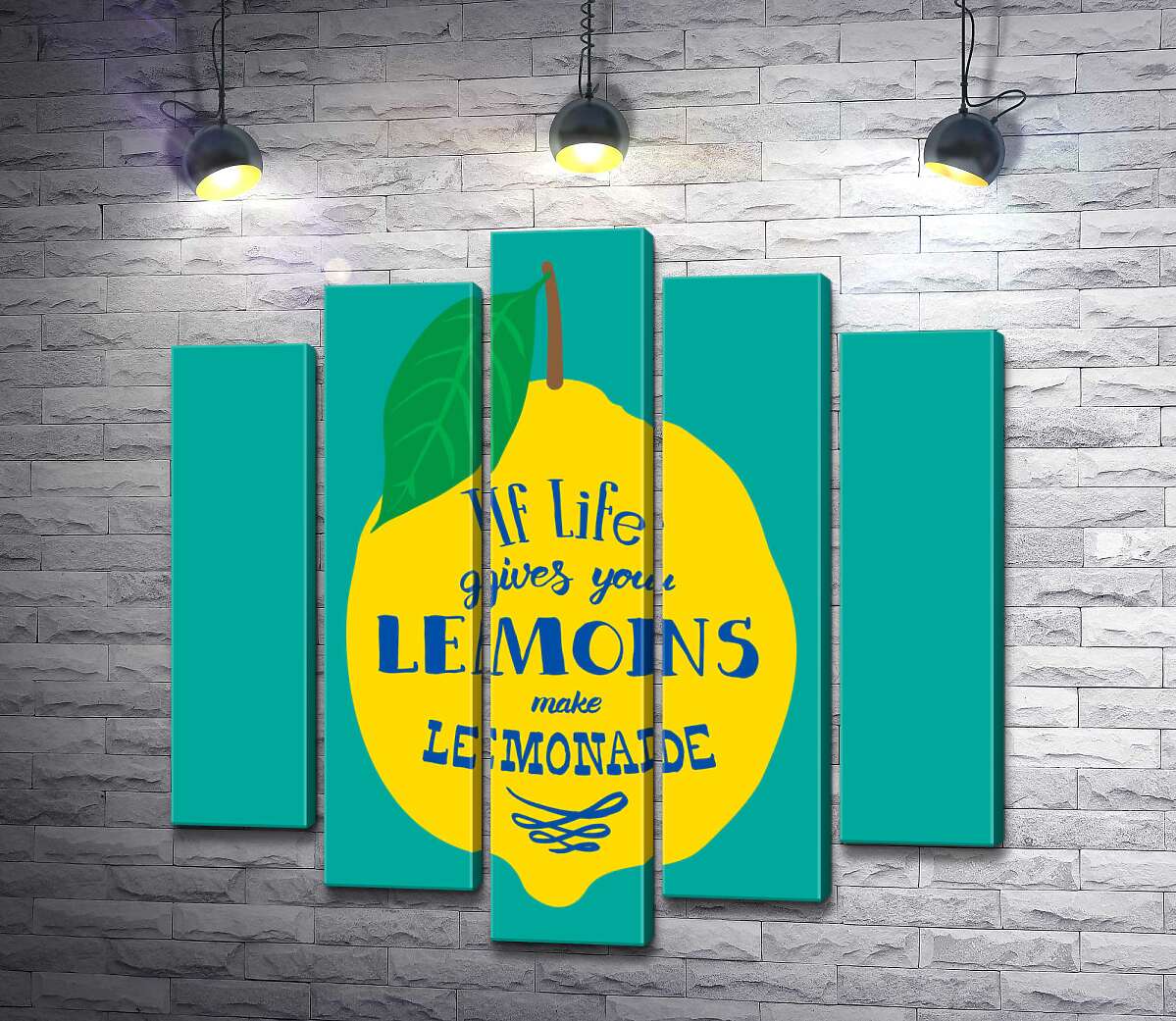 модульна картина Мотивація на яскравому зображенні лимона "if life gives you lemons make lemonade" (Модуль №4)
