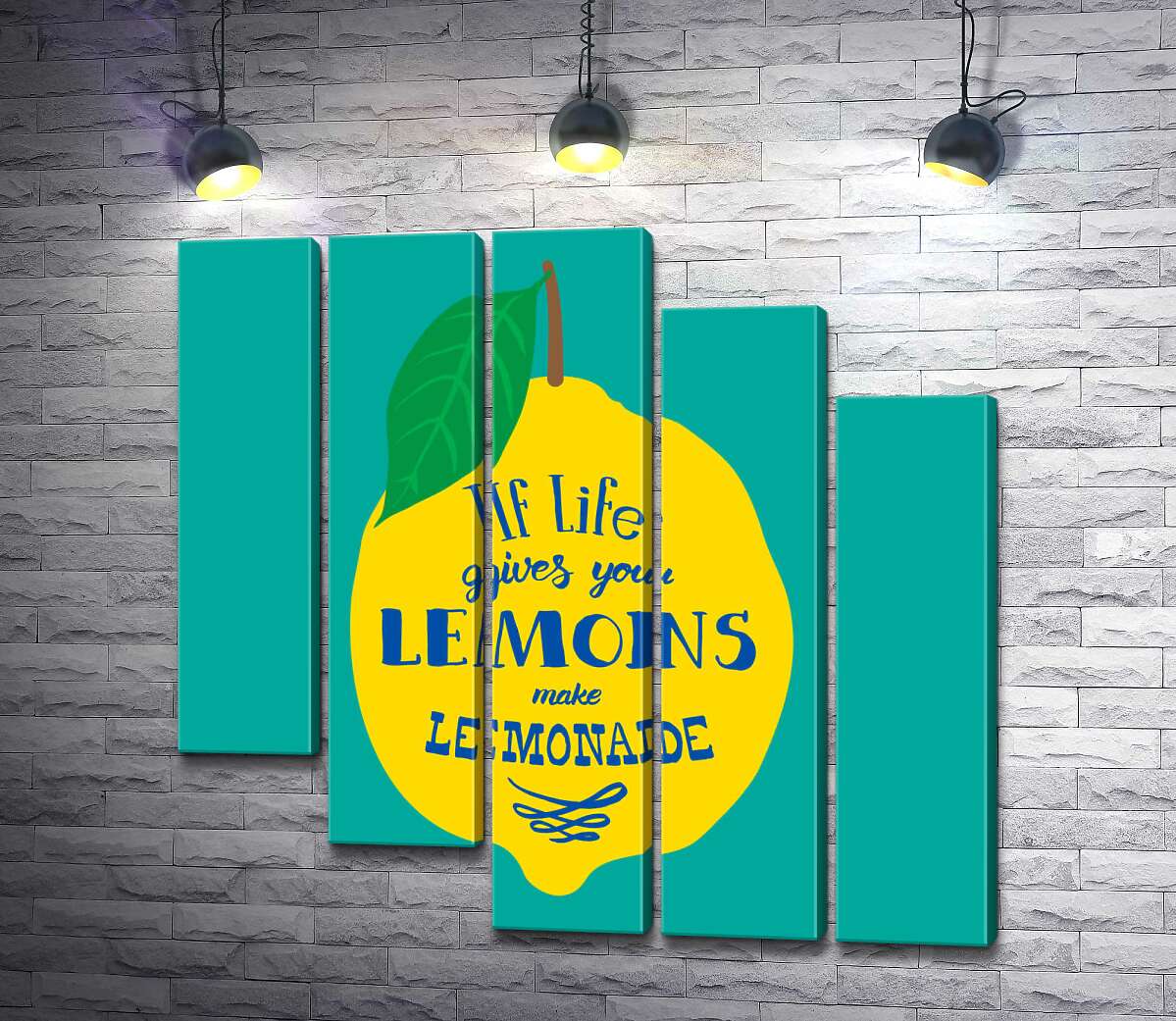 модульная картина Мотивация на ярком изображении лимона "if life gives you lemons make lemonade" (Модуль №28)