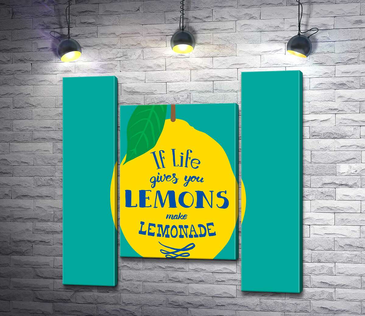 модульна картина Мотивація на яскравому зображенні лимона "if life gives you lemons make lemonade" (Модуль №11)