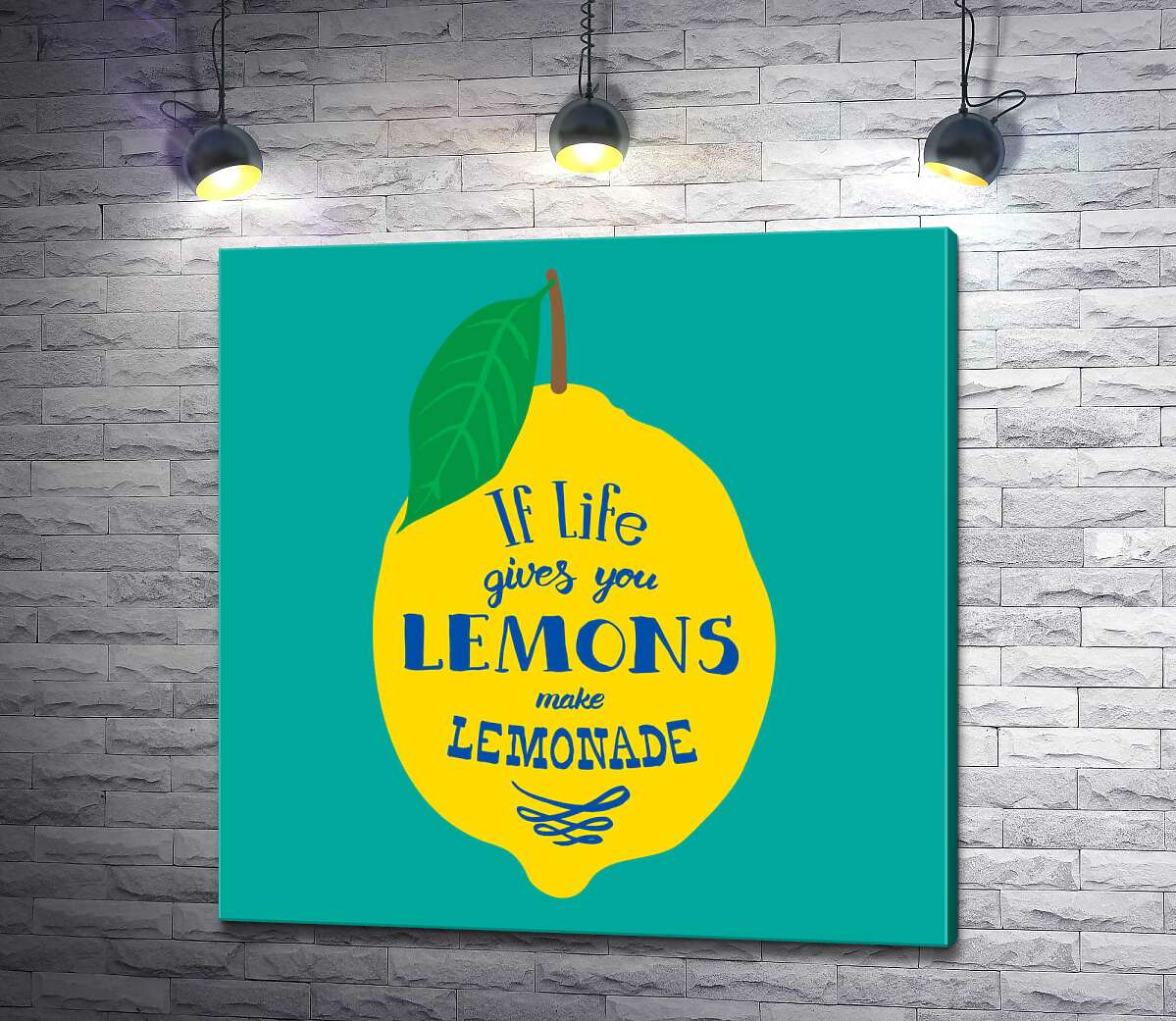 картина Мотивация на ярком изображении лимона "if life gives you lemons make lemonade"