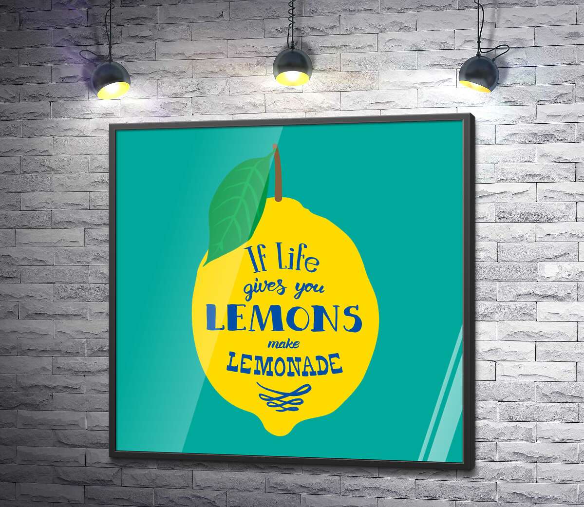 постер Мотивация на ярком изображении лимона "if life gives you lemons make lemonade"