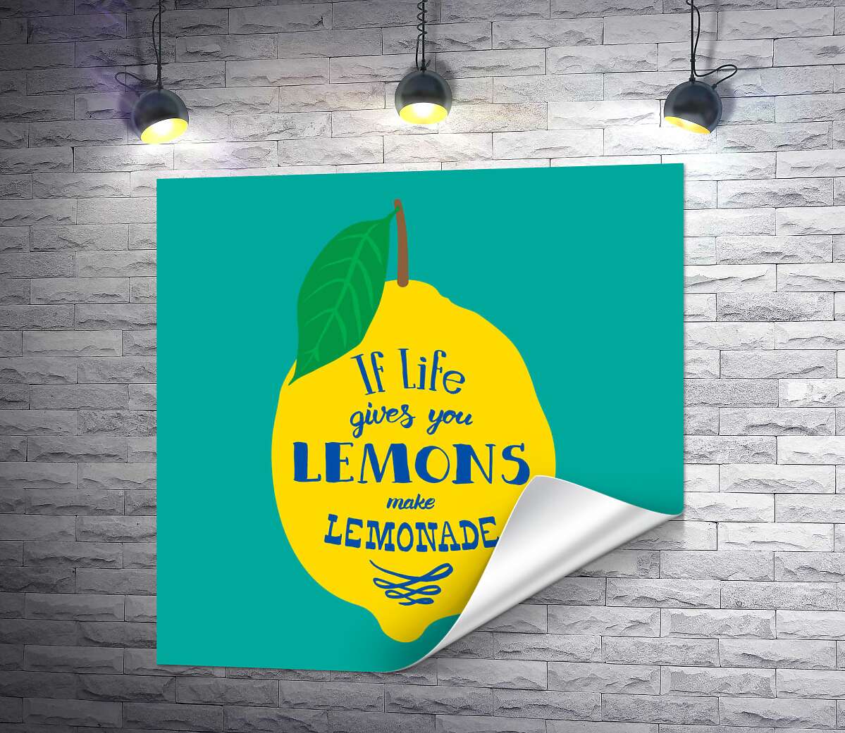 печать Мотивация на ярком изображении лимона "if life gives you lemons make lemonade"