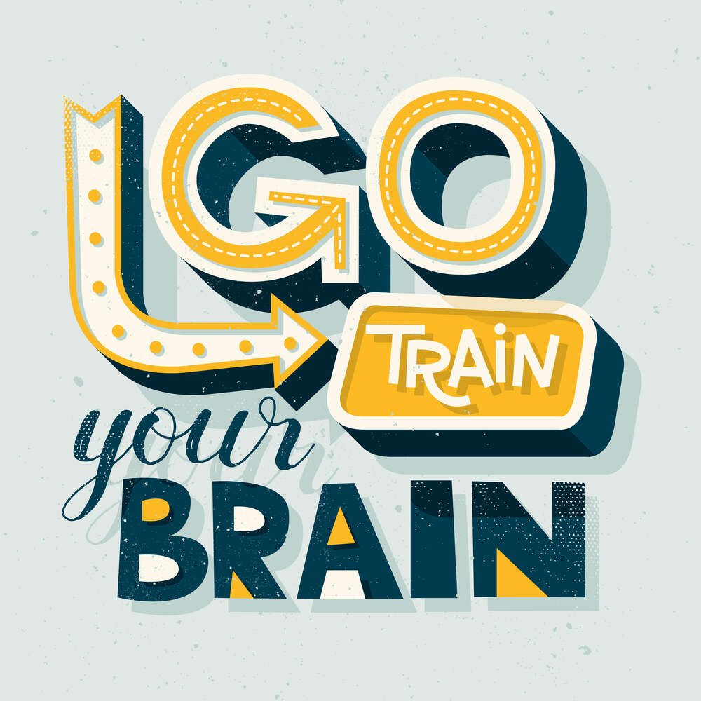 картина-постер Побудительная фраза "go train your brain"