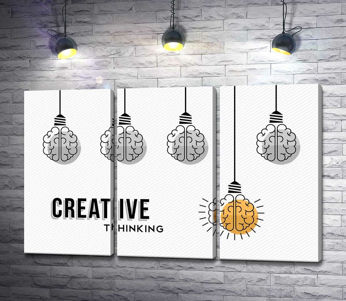 модульна картина Гірлянда із лампочок над фразою "creative thinking"