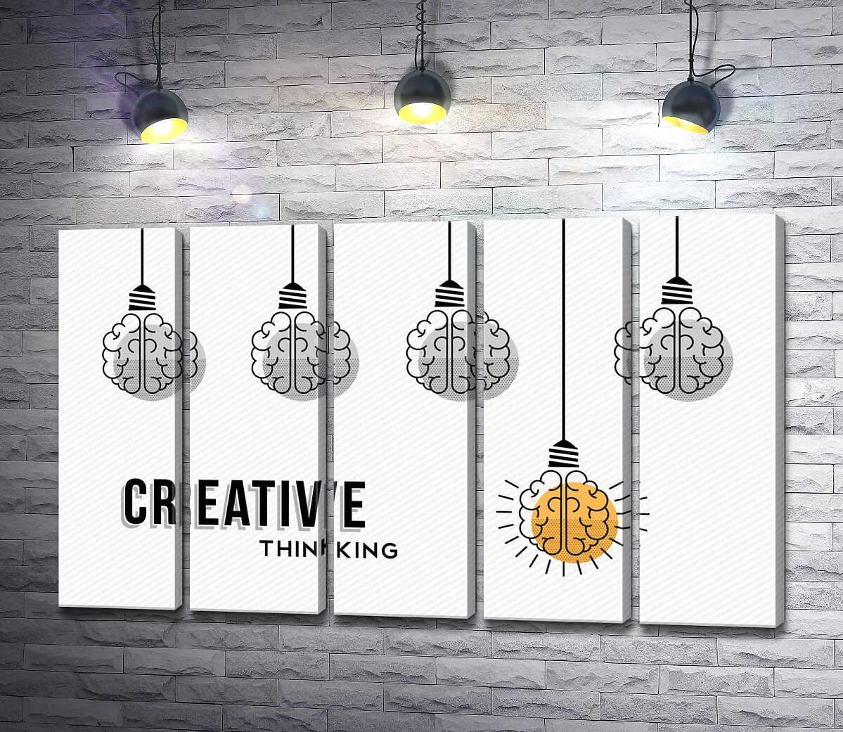 модульна картина Гірлянда із лампочок над фразою "creative thinking" (Модуль №26)