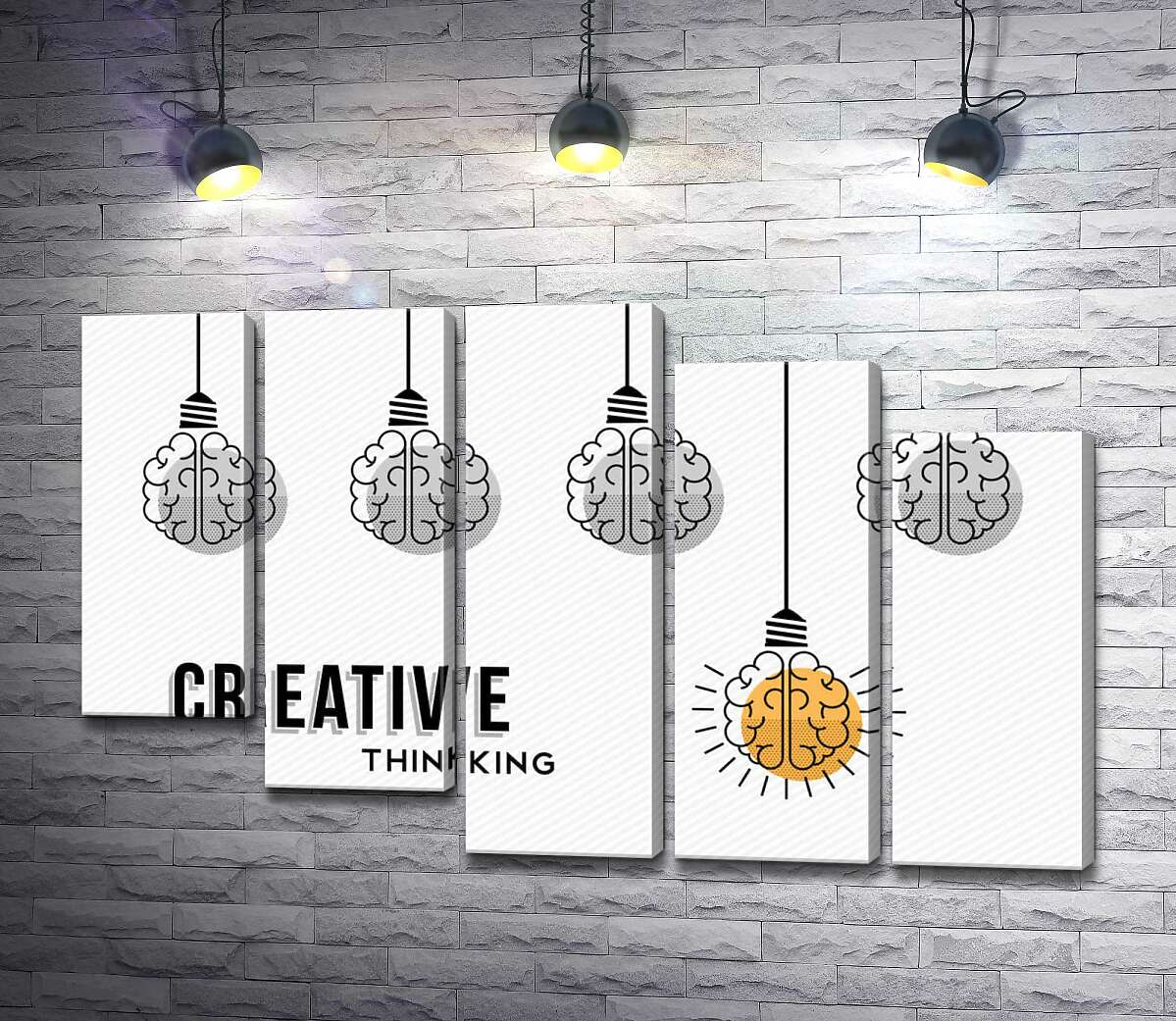модульна картина Гірлянда із лампочок над фразою "creative thinking" (Модуль №28)