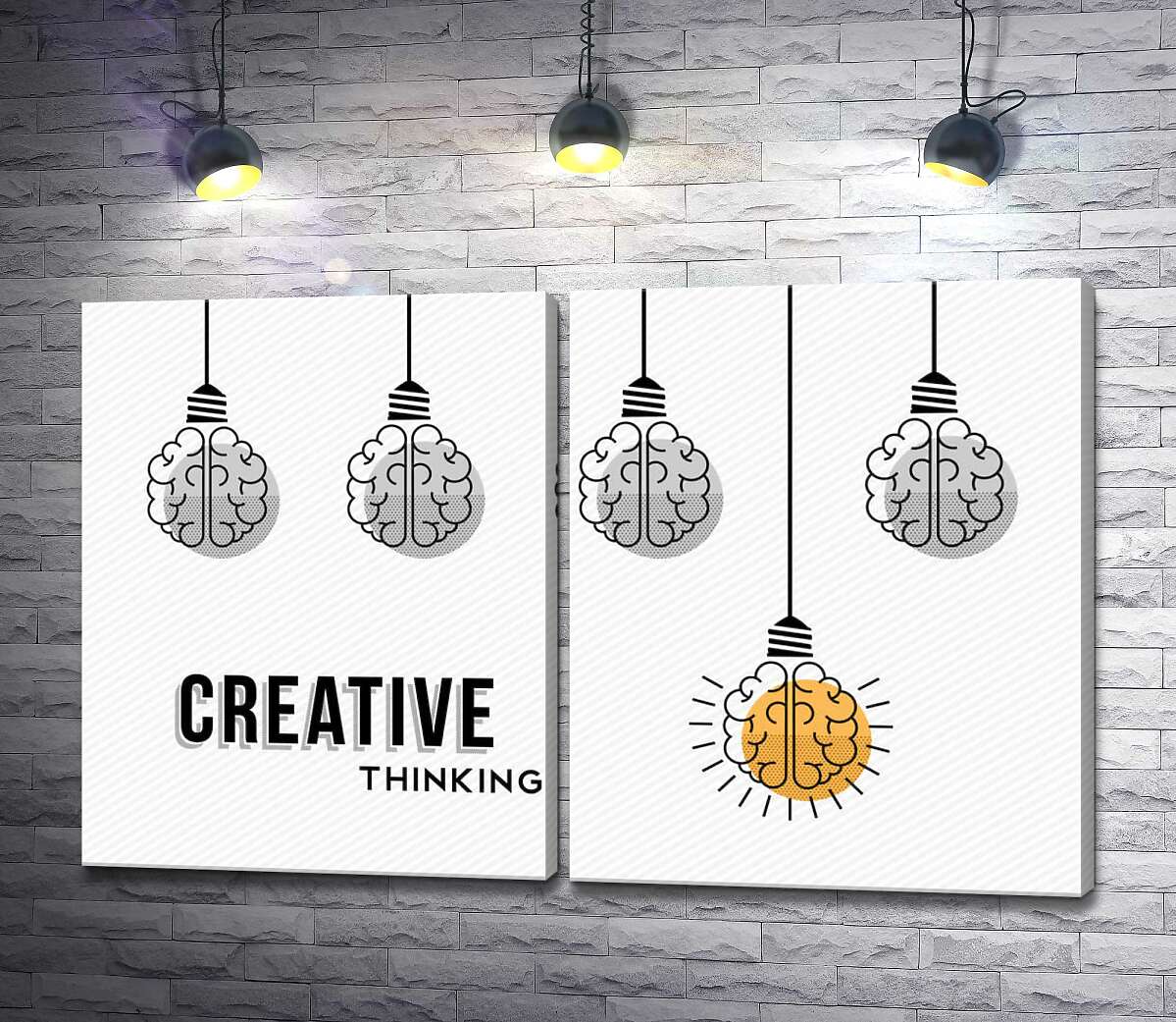 модульна картина Гірлянда із лампочок над фразою "creative thinking"